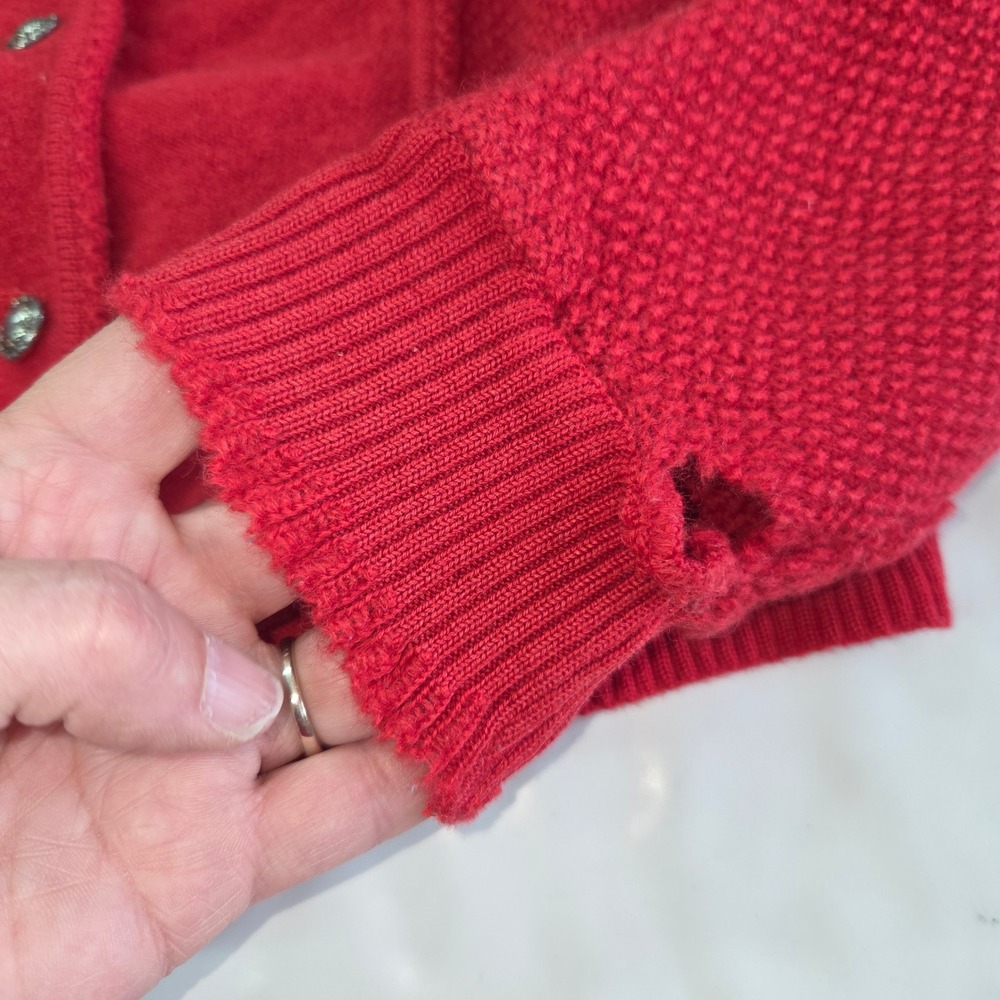 Geiger Boiled Wool Cardigan Women 40 Red Vintage‎ Puff Shoulder Austria READ - Picture 4 of 10